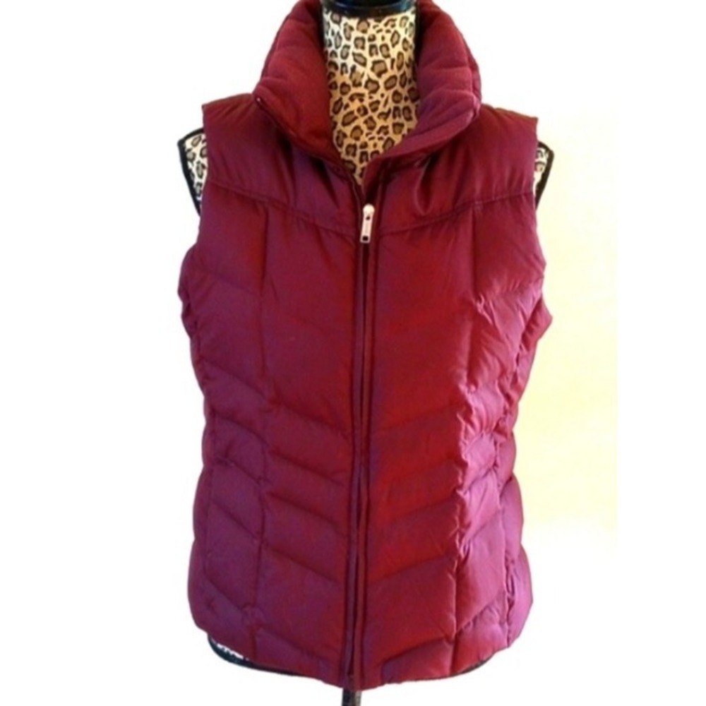 Lands' End 80% Down Fill Puffer Vest Size:S Color:Cranberry